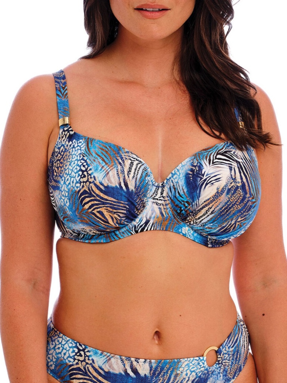 NEW Fantasie Seraya Sands Full Cup Underwire Bikini Swim Top 503701 Denim Animal